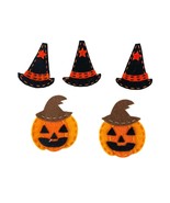 Halloween Felt Patches 3 Witch Hats and 2 Pumpkins Orange Black 2&quot; Craft... - €6,71 EUR