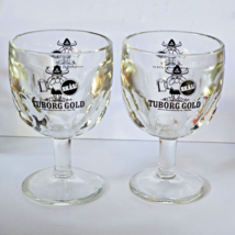 Lot of 2 Vintage Tuborg Gold Viking Skal Beer Thumb Print Goblets - £21.51 GBP