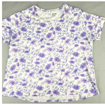 Duluth Trading Company Women&#39;s Size 1X Shirt Tee Purple Floral Cotton SS... - £11.68 GBP