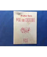 1960s  Anchor Inn Seafood Restaurant Wine &amp; Cocktail List WHEATON MD. DC... - $24.73