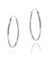 Modern Oval Sterling Silver Hoop Earrings - £12.44 GBP