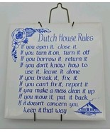 Vintage Dutch House Rules Ceramic Tile 6&quot; Square Czech Republic Wall Hanger - $32.14 CAD