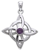 Jewelry Trends Sterling Silver Celtic Good Luck Knot Pendant with Amethyst Stone - £31.66 GBP