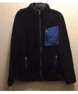 Mens American Eagle Black Royal Blue Faux Fur Jacket XSMALL NEW - $35.94 CAD