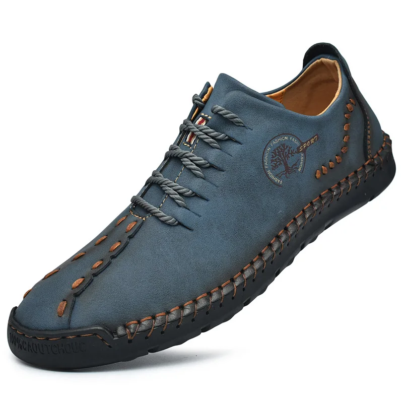 Handmade Leather Mens Shoes Comfortable Casual Leather Shoes Men Loafers Hot Sal - £37.95 GBP