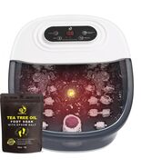 Foot Spa Bath Massager Red Light Therapy Heat Vibration 22 Massage Rollers Black