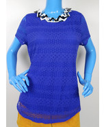 Leo &amp; Nicole Boho Blue Top Size M 8 10 Lace Peasant Tunic Blouse Cotton NWT - £7.90 GBP