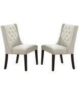 Set of 2 Faux Leather Tufted Chairs Dining Seat Chair Espresso Birch Ven... - £271.55 GBP