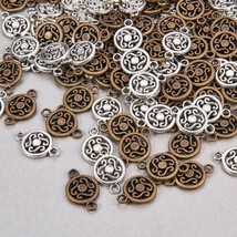 10 Circle Charms Connector Links Pendants 2 Hole Bronze Antiqued Silver Assorted - £3.94 GBP