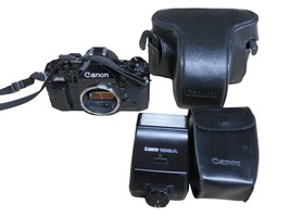 Canon AE-1 Program 35mm SLR Film Camera - Black w/ Case &amp; Speedlite 188A... - $128.65