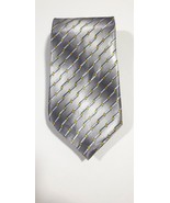 Men&#39;s Classic Tie Silver Gray Yellow Geometric Stripes Elements Polyeste... - £9.76 GBP