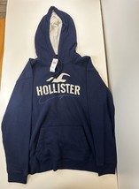 Men’s Hollister Pull Over Size Large Hoodie Dark Blue Front Logo - £17.32 GBP
