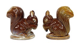 Ceramic Brown Squirrels w/ Corn and Acorn Salt &amp; Pepper Shaker Set - £17.40 GBP