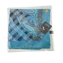 Santorelli 100% Silk Neck Scarf Blue Paisley Lattice - $19.27