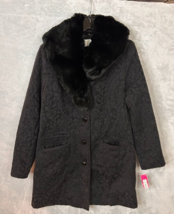 Xhilaration Jaquard Long Coat Faux Fur Detachable Hippie Hood Black PrIn... - $49.99
