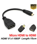Orysin 15cm Micro HDMI Male to HDMI Female Adapter Converter Cable - $127.01 MXN