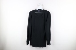 Vintage 90s Streetwear Mens XL Faded Blank Thermal Waffle Knit T-Shirt Black USA - £35.48 GBP