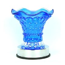 Crystal Clear Blue Color Touch Activation Aroma Warmer Lamp with Dish, F... - $19.35