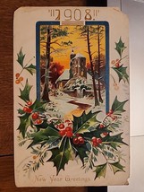 Vtg 1908 Christmas And Happy New Year Postcard, Holiday, Early 19th Century - £3.76 GBP
