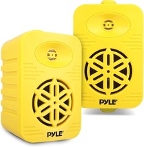 Indoor Outdoor Speakers Pair - 300 Watt Dual Waterproof 4” 2-Way Full, Yellow - £71.93 GBP