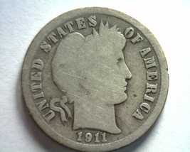 1911 Barber Dime Good G Nice Original Coin From Bobs Coins Fast 99c Shipment - £3.93 GBP