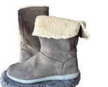 Crocs Adela foldover fuzz grey suede mid calf boots Women’s US 6M - $21.78