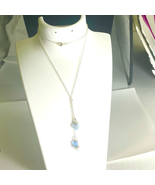 AIC# Sterling &amp; Ice Blue Crystal Necklace - £40.31 GBP