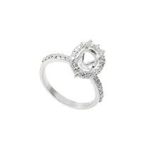 925 Sterling Silver Semi Mount Ring 7x9 mm Oval Silver Engagement Ring B... - $32.33