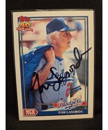 Tommy Lasorda Hand Signed Baseball Card Autographed Los Angeles Dodgers ... - $527.06 MXN