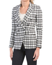 New Maison D&#39;amelie Black White Plaid Career Blazer Jacket Size L - £34.84 GBP
