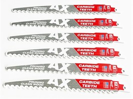 6 MILWAUKEE AX 9&quot; CARBIDE PRUNING SAWZALL BLADES 3TPI RECIPROCATING SAW ... - $69.99