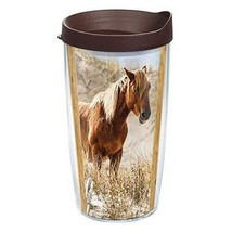 Tervis Coastal Wild Horses Tumbler Double Walled Travel Cup W/ Lid 16oz Hot Cold - £16.17 GBP