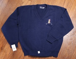 Vintage Courthouse Square Mens Golf Knit V-Neck Sweater Extra Large Navy Blue - £27.24 GBP