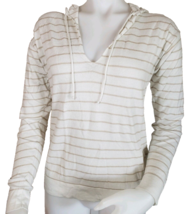 Lafayette 148 Hooded Sweater Womens S Lightweight White Stripe Wool Blen... - $36.46
