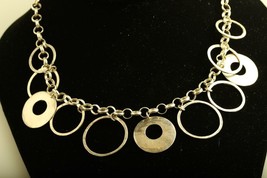 Vintage Sterling Silver Silpada Hammered Hoop Circles Multi Ring Disc Necklace - £87.04 GBP