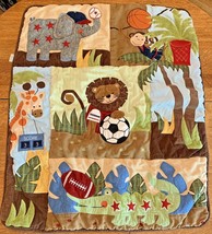 Lambs &amp; Ivy Baby Nursery Jungle Animal Comforter Wall Hanging Crib Quilt... - £23.88 GBP