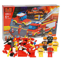 Fire Fighter Interlocking Block Fire Truck Car and Figure Play Set 420 Piece - £15.59 GBP