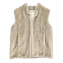 Donna Salyers Fabulous Furs Women&#39;s M Faux Fur Beige Vest Vintage Mink Hook Chic - £42.49 GBP