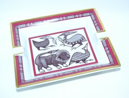 Hermes changing tray wine red 4 animals porcelain ashtray crockery lion bird - £366.14 GBP