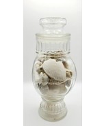 Vtg Dakota Footed Hourglass Candy Jar Clear Glass Apothecary Sea Shell N... - £19.57 GBP