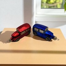 Germany Antique Car Shiny Christmas Ornaments 2 Different Colorful Cars ... - $463.71 MXN