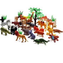 Safari Animals Figures Toys-53 Piece Mini Realistic Wild Vinyl Plastic A... - £21.32 GBP