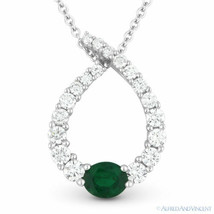 0.89 ct Emerald Diamond Water Drop Charm 18k White Gold Journey Necklace Pendant - £1,995.76 GBP