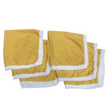 Pier 1 Imports Yellow Lace Trim  Chambray Mustard Seed Cloth Napkins Set... - £38.24 GBP