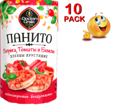 10 PACK DR. GRAIN PANITTO CRUNCHY BREAD TOMATO &amp; BASIL 5x80GR Made in Ru... - $24.74