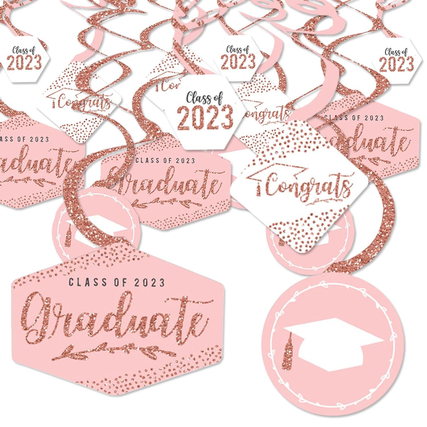 Primary image for Big Dot of Happiness Rose Gold Grad - 2023 Graduation Party Hanging Decor - Part