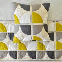 Geo Fusion - Cotton Yellow &amp; Grey Decorative Bed Runner and Pillow Cover - $71.09+