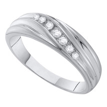 10k White Gold Mens Round Diamond Band Wedding Anniversary Ring 1/6 Ctw - £234.89 GBP