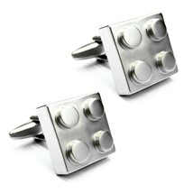 BUILDING BLOCK CUFFLINKS Toy Brick Game Metal Novelty Square Cuff Links ... - £9.24 GBP