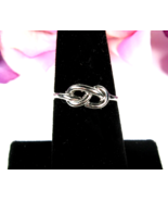 LOVE KNOT Vintage RING 14KT GE Gold Electroplate INCA CLAD Silvertone Sz 8 - $18.80